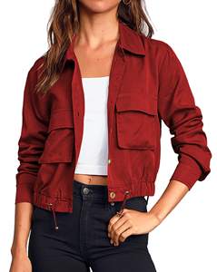 Chaquetas recortadas Safari para <span class=keywords><strong>mujer</strong></span> Abrigo <span class=keywords><strong>Anorak</strong></span> ligero de gran tamaño con botones y bolsillos - Product Image 2