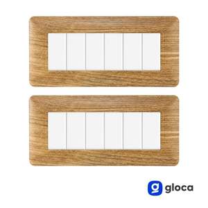 แผงสวิตช์ติดผนัง Gloca 6 ช่อง กรอบพลาสติกสีไม้เข้ม 6 สวิตช์ ดีไซน์ทนทานสำหรับใช้ในบ้าน - Product Image 2