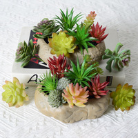 Huaien Mini artificielle verte plante succulente bonsaï en plastique pour bricolage décoration de la maison ornement décoration de bureau ornement