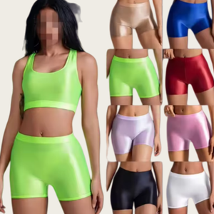 Viviblook Z613ST04 Conjuntos de verano para mujer Y2k Chaleco Crop Top Shorts Elasticidad Deportes Fitness Set 2 piezas Conjunto de pantalones cortos - Product Image 1