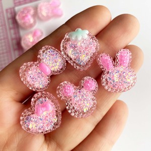 Charm in resina rosa glitterato HK Hello Cat per borsa trucco, ciabatta, custodia, decorazioni 3D e accessori per artigianato in resina - Product Image 5