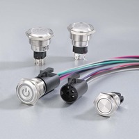 Interrupteur à bouton-poussoir en métal à verrouillage momentané 16mm 19mm 22mm avec connecteur pour moto de voiture marine