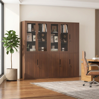 Armoire de classement en acier à grain de bois verrouillable avec porte vitrée et tiroirs pour le rangement de documents et de livres – Achat en gros