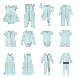 Ensemble de pyjamas pour enfants en coton de bambou OEKO-TEX personnalisé, pyjama d'été à carreaux pour tout-petits, manches courtes, col rond, pyjama pour garçons avec CPC FSC - Product Image 2