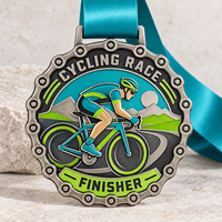 Médaille de course cycliste 3D gravée en bronze antique Gran Fondo pour la course de marathon sur route de 120 km – Récompense pour les finalistes