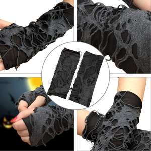 MADESHINE Suministros para fiestas Evento <span class=keywords><strong>de</strong></span> Halloween Cos Shredded Punk Slit Gothic Wizard Witch Fingerless Goth Rock Arm Sleeve para mujeres - Product Image 4
