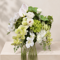 Boule de fleurs artificielles personnalisée PPS, blanche et verte, pour centre de table de mariage et décoration d'événements