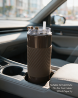 Gobelet isotherme en acier inoxydable à double paroi avec logo personnalisé, manchon en silicone antidérapant, tasse à café de voyage avec couvercle à paille