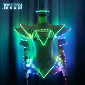 Jupe lumineuse LED pleine couleur pour scène, vêtements pour femmes, DJ, chanteuse, lunettes, boîte de nuit, costume Ds, une pièce - Product Image 2