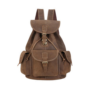 Custom tiding Vintage Full Top Grain <b>Drawstring</b> Leather Back Pack Real Leather Men <b>Backpack</b> - Product Image 1
