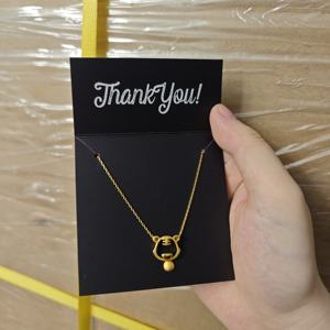 Luxe Aangepaste Logo Afdrukken Opvouwbare Sieraden Kaart Oorbel Ketting Verpakking Kaart Met Plastic Opp Tas - Product Image 6