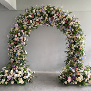 Arche fleurie rose pour mariage, modèle D-UFA055, très demandée, arche en forme de U en fleurs artificielles en soie pour décoration d'événements. - Product Image 2