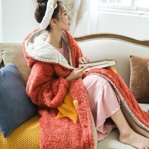 SAMWESTART Winter Warm Robe Women Coral Fleece Bathrobe <strong>Gown</strong> <strong>Thick</strong> Cute Nightwear Hooded Sleepwear Bath Robe Home <strong>Dressing</strong> <strong>Gown</strong> - Product Image 4