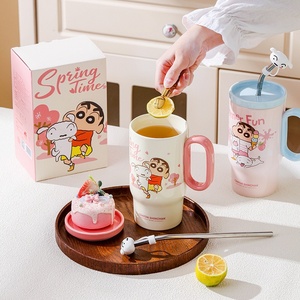 Wholesale 660ML <b>Cute</b> Cartoon Ice Buster Cup-Large Capacity with Lid and Straw-Ceramic Cup Back to School - Product Image 3