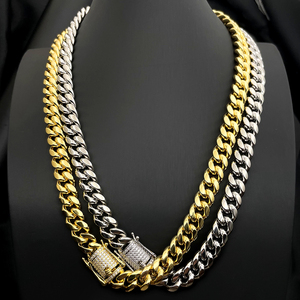 10 عرض INS الرجال النساء الهيب هوب الذهب الفضة عادي سلسلة الارتباط كوبي قلادة - Product Image 1