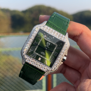 นาฬิกา<span class=keywords><strong>เพชร</strong></span>โมอิสซาไนต์ <span class=keywords><strong>VVS</strong></span> สุดหรูสำหรับผู้ชาย ขนาด 40 มม. หน้าปัดสีเขียว สายหนังแท้ ระบบอัตโนมัติ ดีไซน์ฮิปฮอป - Product Image 3