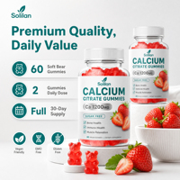 Gummies de citrate de calcium Solilan OEM, compléments pour les articulations et les os, sans sucre, saveur fraise, pour un regain d'énergie