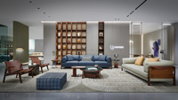 Canapé modulaire en cuir véritable de style classique original, design moderne minimaliste haut de gamme, en noyer d'Amérique du Nord, pour salon