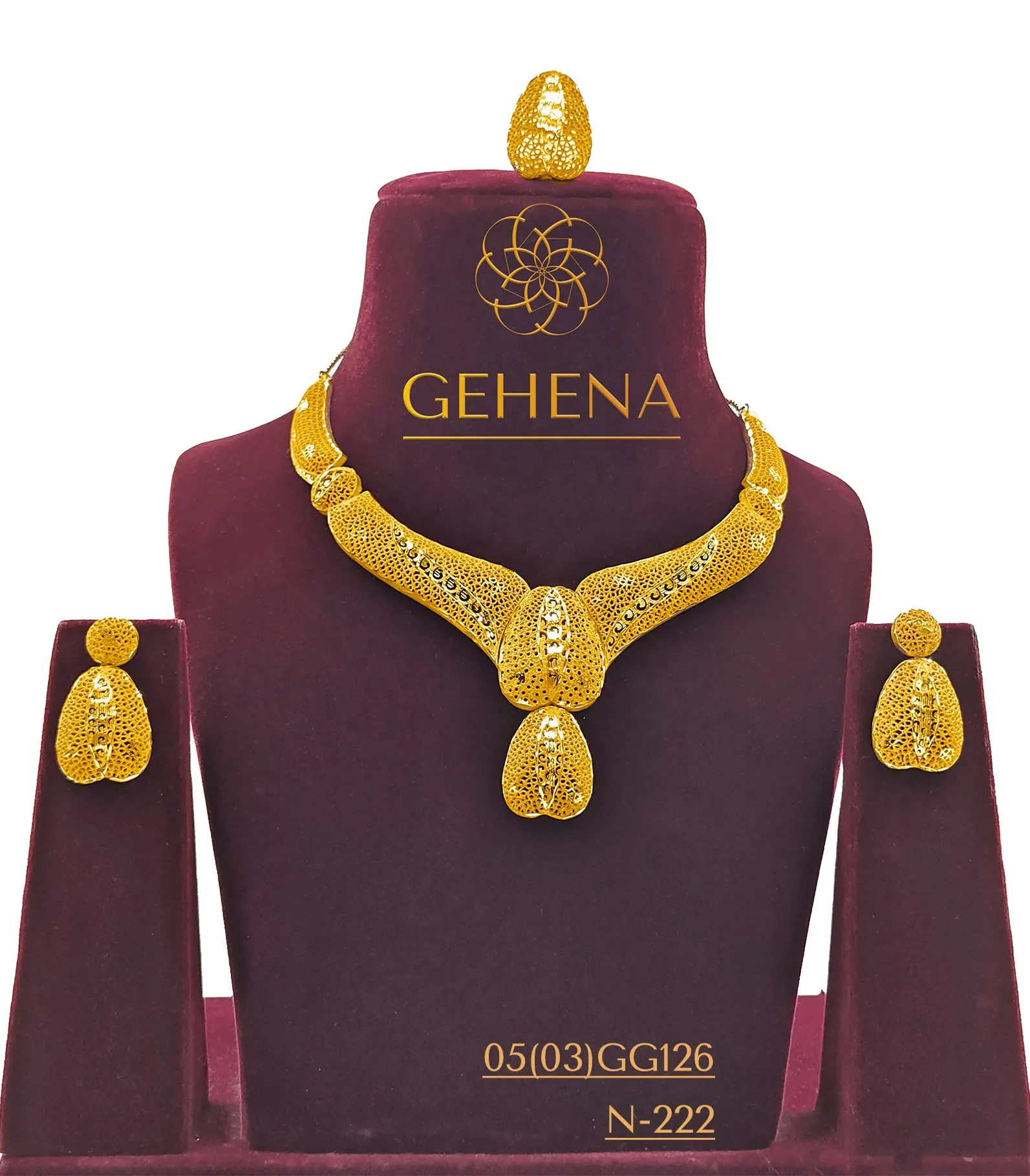 5 gramme 24K chapado en oro grande largo hermoso collar conjunto pendiente y anillo de dedo mujeres diseñador matrimonio Petite Arabes moda nuevo