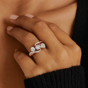 Anillo de Diamantes en Oro Rosa, Joyería Elegante y Brillante para Mujer, Perfecto para Regalo de Boda, Compromiso y Fiestas - Product Image 5