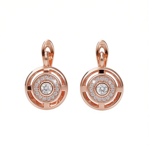 Orecchini in Oro Rosa con Diamanti Taglio Brillante Rotondo Colore G Diamanti Naturali Stile Classico Gioielli da Donna per Uso Quotidiano - Product Image 1