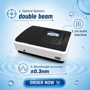 เครื่องสเปกโตรโฟโตมิเตอร์แบบลำแสงคู่ UV Visible 190-1100nm ได้รับการรับรองมาตรฐาน CE และ ISO - Product Image 1