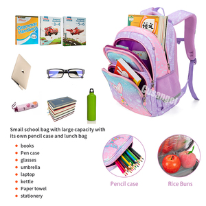 Sac à dos scolaire pour filles Cusangel de haute qualité 3 <span class=keywords><strong>en</strong></span> 1, queue de sirène, polyester, imperméable, avec sac à lunch et trousse à crayons - Product Image 6