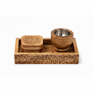 Ensemble de brûleur à bakhoor en bois de manguier de luxe Bela Artisan, plateau de 3x3 pouces, vente en gros, décoration de maison islamique, cadeaux, diffuseur d'aromathérapie - Product Image 1