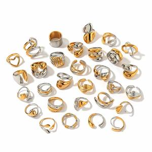 yunnique Geometric Stainless Steel <b>Ring</b> Vacuum Gold Plated 18k Women's Fashion Party Jewelry - Product Image 5