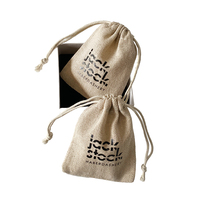 Logo personnalisé 10x12cm lin de coton naturel avec sac à cordon pour accessoire