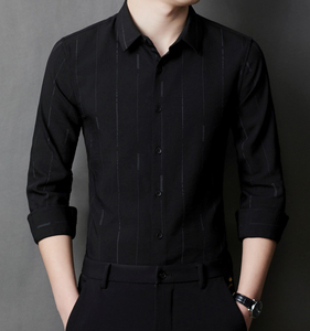 OEM/ODM Camisas <span class=keywords><strong>Slim</strong></span> <span class=keywords><strong>Fit</strong></span> stile Casual fornitore di <span class=keywords><strong>abbigliamento</strong></span> stampato personalizzabile da <span class=keywords><strong>uomo</strong></span> con risvolto Casual camicia traspirante - Product Image 1
