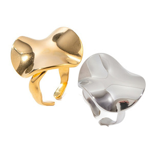 Geometric Shape Fashion <b>Ring</b> <b>Titanium</b> Steel 18k Gold Plated Open Design Unisex Jewelry Gift - Product Image 1