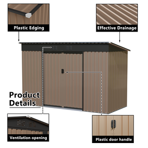 <span class=keywords><strong>Caseta</strong></span> de Almacenamiento Metálica Inclinada para Jardín, 9x4 pies, para Herramientas y Bicicletas, Edificio de Almacenamiento Exterior Montado en <span class=keywords><strong>Pared</strong></span> con Puerta Corredera, Venta al por Mayor - Product Image 6