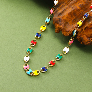 Parures <span class=keywords><strong>de</strong></span> bijoux Hip Hop en perles motif nez <span class=keywords><strong>de</strong></span> cochon effet goutte d'huile arc-en-ciel, en acier inoxydable plaqué or 18 carats, avec colliers motif <span class=keywords><strong>grain</strong></span> <span class=keywords><strong>de</strong></span> <span class=keywords><strong>café</strong></span> - Product Image 4