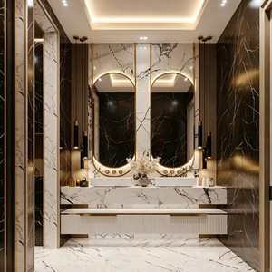 Meuble-lavabo de salle de bain en acier inoxydable avec armoire miroir couleur crème, vasque en céramique monobloc, design flottant, luxe moderne et léger - Product Image 1