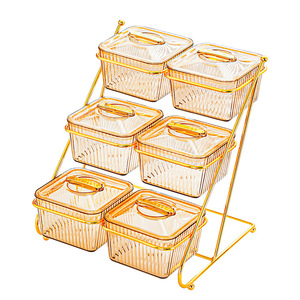 Bandeja de frutas de varios niveles con tapas, contenedor rectangular para almacenar alimentos, para fiestas y uso doméstico, con asa. - Product Image 4