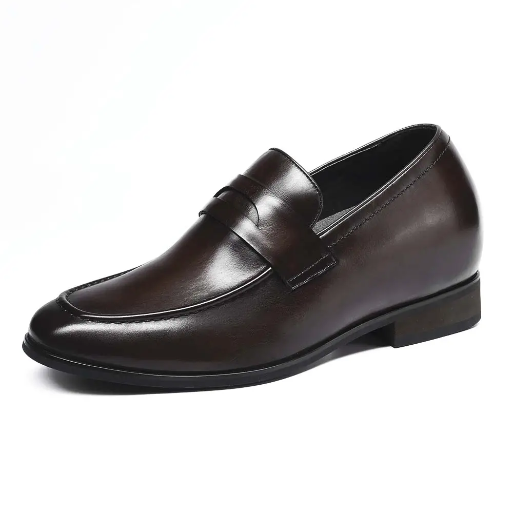 Sepatu loafer kulit asli pria Formal sepatu penambah tinggi desain kustom pabrik kualitas tinggi mewah untuk pria CF