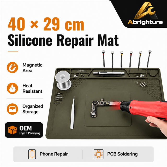 40x29cm Heat Resistant Silicone Soldering Mat with Magnetic Parts Slots Electronics Repair Workbench Pad OEM Wholesale