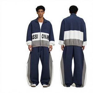 Costume homme de marque ETAI, veste courte à fermeture éclair contrastée, pantalon - motif léopard, polyester/coton, style sport d'hiver, patchwork - Product Image 1