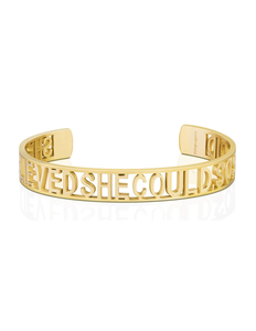 Inspireerende sieraden roestvrijstalen mode armband 'Ze geloofde dat ze het kon', dus deed ze het ook', verguld, verstelbaar, unisex - Product Image 1
