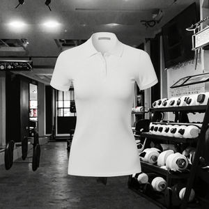 Camisas Sólidas Personalizadas al por Mayor para Mujer, Manga Corta, Casuales, Transpirables, Ecológicas, de Secado Rápido, Tejido de Poliéster de Punto Jersey para - Product Image 1