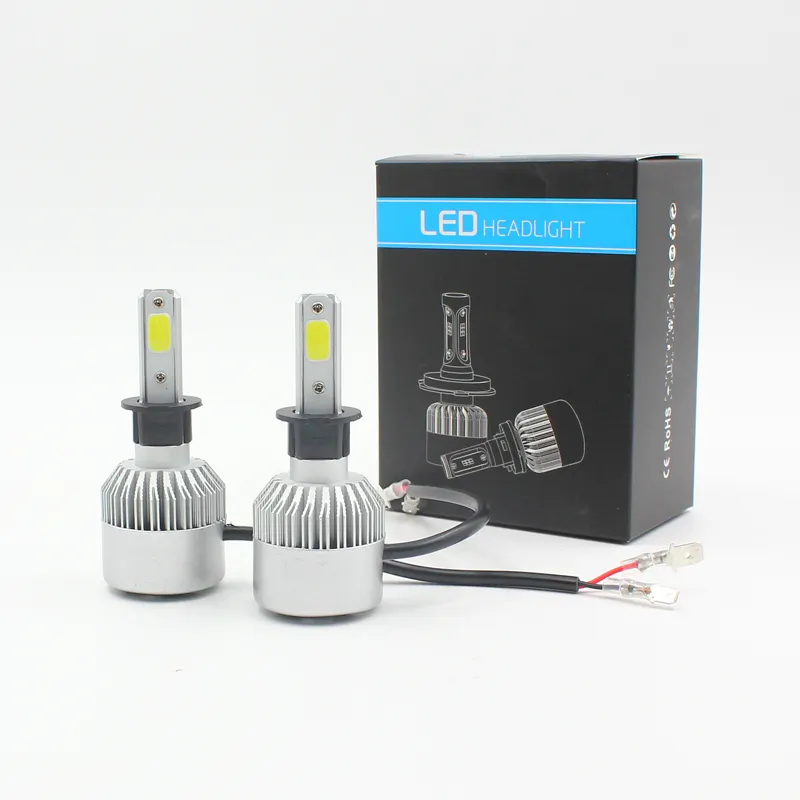 COB S2 lampu depan Led, bohlam cahaya kabut H4 36W 6000LM 12V h3 h7 h8 hb3 hb4 untuk truk Led depan aluminium