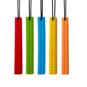 Wholesale Brick Strip Sensory Silicone Teether Baby Teething Toys Chewable Necklace BPA Free Customized Color Europe America - Product Image 1
