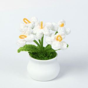 Decoraciones Hechas a Mano para Escritorio de Oficina, Plantas en Maceta de Hilo de Lana Tejido 'No Me Olvides', Regalos para Mejores Amigos, Flor Eterna - Venta al por Mayor - Product Image 2