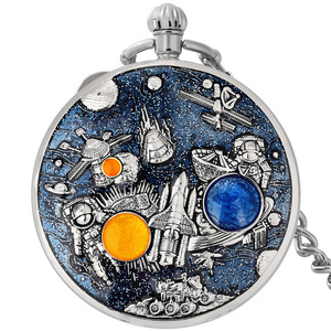 <span class=keywords><strong>Montre</strong></span> de poche à quartz à la mode avec boîte à musique et chaîne Fob Montres en alliage pour hommes et femmes Cadeaux de conception de feuille d'espace céleste - Product Image 6