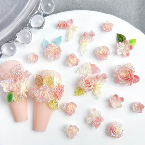 <span class=keywords><strong>Kit</strong></span> de Matériaux pour Nail Art en Résine Florale Rose Phosphorescente Populaire en Gros – Accessoires de Bijoux DIY Frais de Printemps - Product Image 2