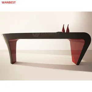 Mesa de acrílico oval para escritório, mesa de estudo para casa