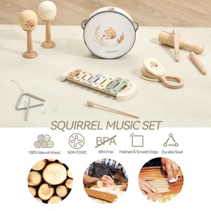 Ensemble d'instruments de musique en bois en gros pour l'éducation précoce, jouet apaisant avec piano 8 octaves, tambourin et hochet, jouets musicaux - Product Image 2