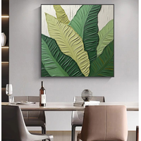 Peinture à l'huile moderne sur toile, feuille de bananier peinte à la main, taille personnalisée, art mural végétal vert pour salon, décoration intérieure