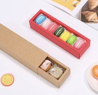 Boîte à macarons longue et extensible, boîte d'emballage en papier kraft pour chocolats, pâtisseries et biscuits